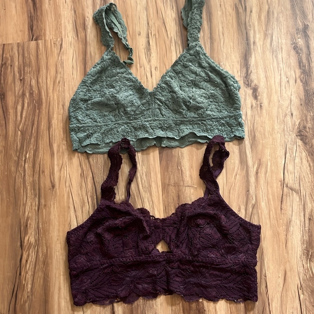 Aerie Green and Purple Lace Bralette Set Bundle